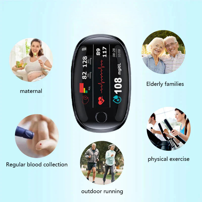 [12 in 1]Smart Glucometer --- (Blood Sugar + Blood Lipids + Blood Pressure + Uric Acid + Heart Rate + Blood Oxygen + Body Temperature + Liver Function + Kidney Function + Prostate Examination + Cancer Detection + Laser Treatment)